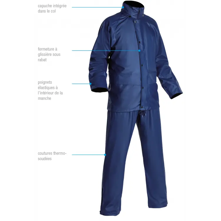 [AREVP001-MZ00SIN] ENSEMBLE PLUIE DIFLEX (S, Bleu)
